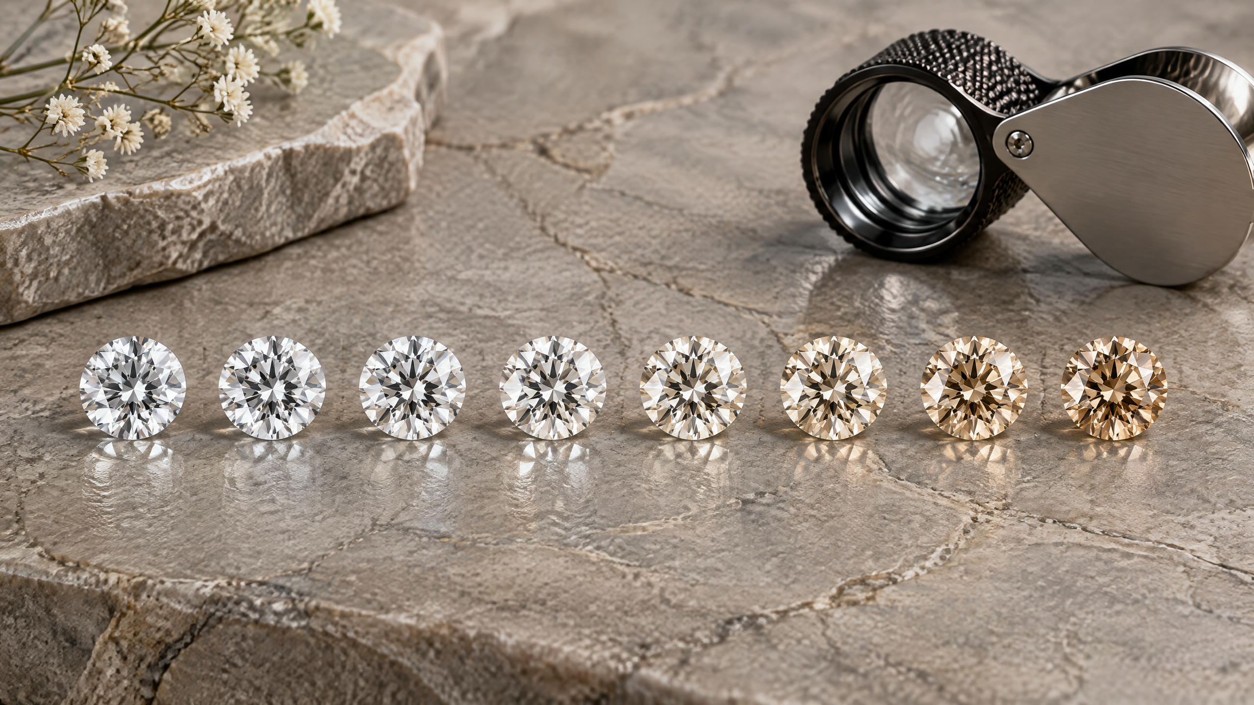 Natural diamonds showing varied color and cut
