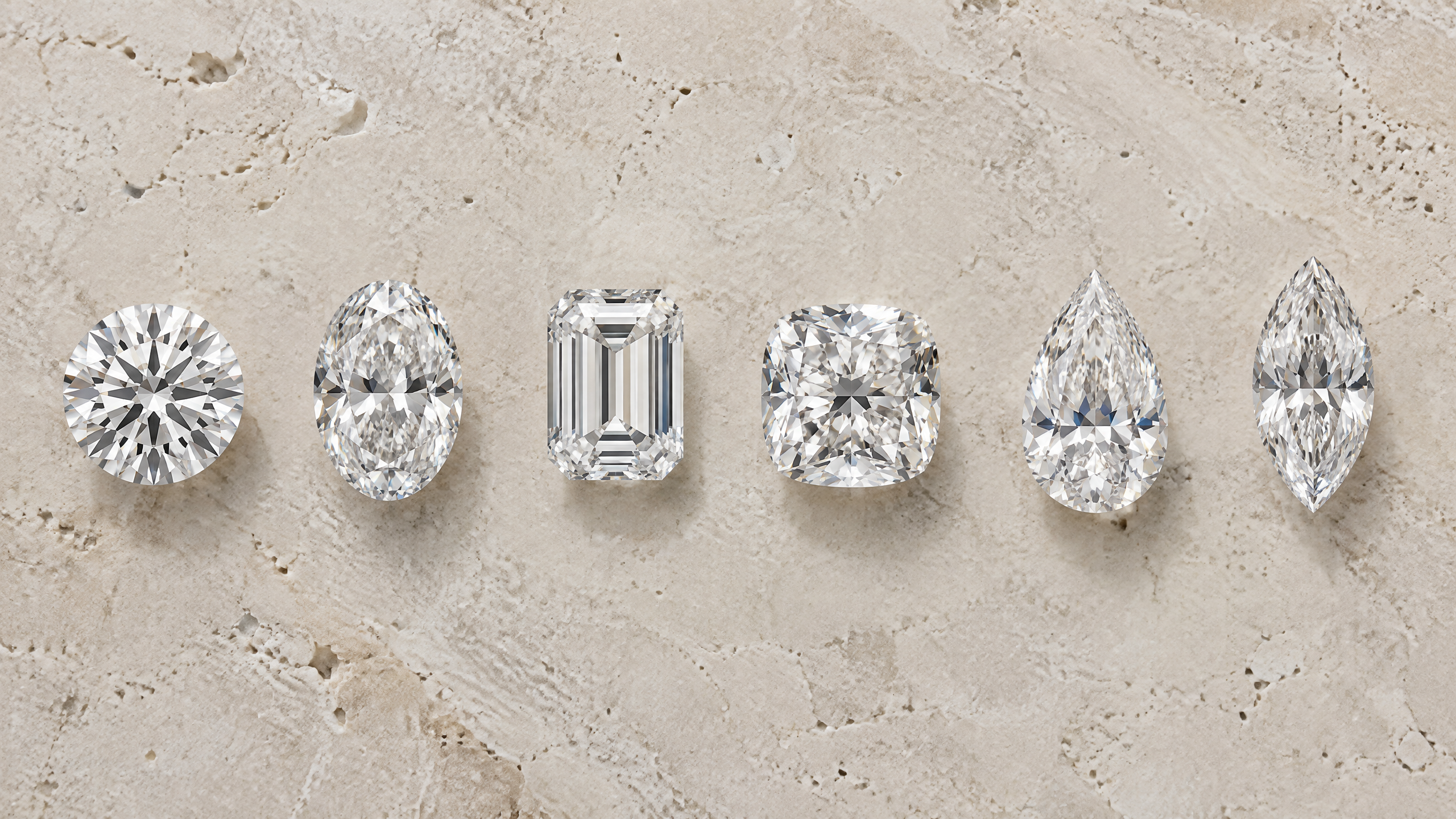 Different cuts of loose natural diamonds