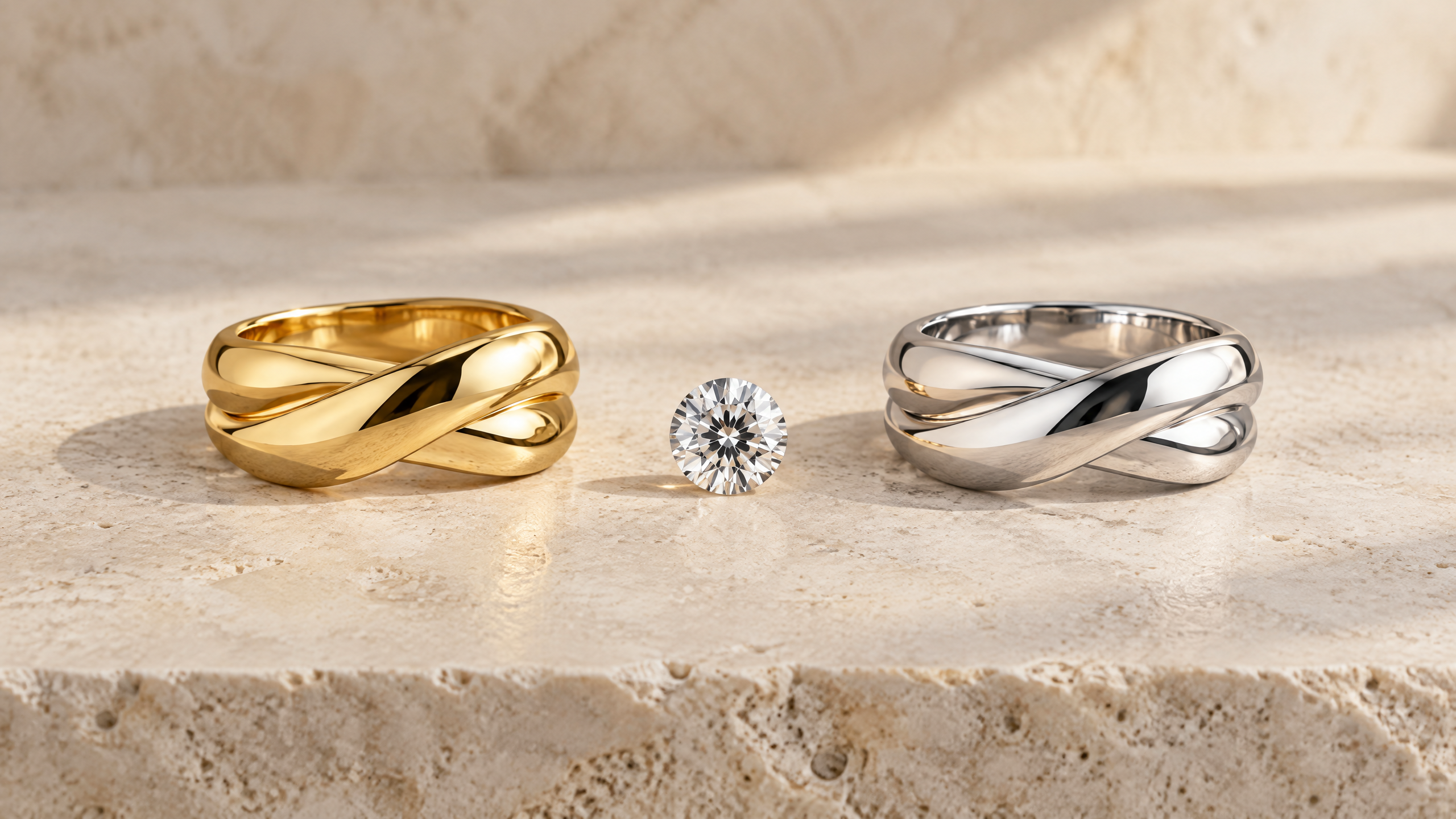 Fine gold jewelry on linen